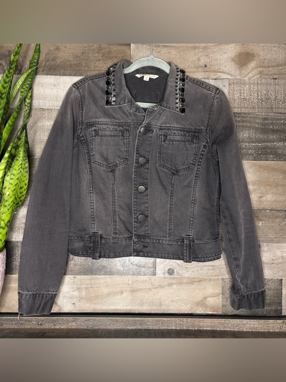 CAbi Black Embellished Jean Jacket